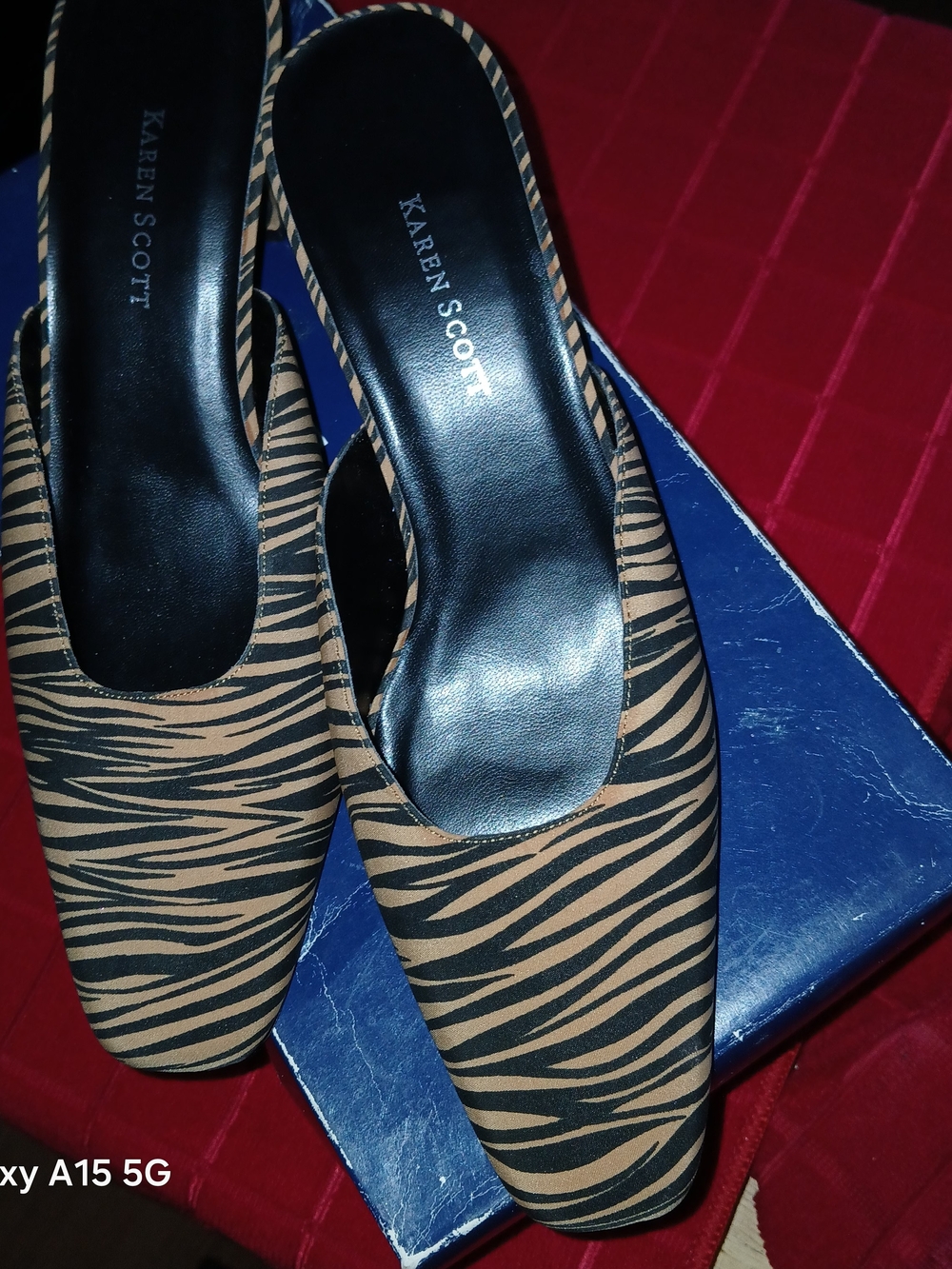 Karen Scott Black and Brown Tiger-Zebra-Print Slip-On Mules